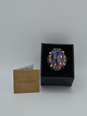 Vintage Heidi Daus Dare to Wear Statement Cocktail Amethyst Crystal Ring - Sz 12
